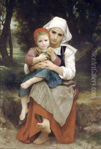 Breton Brother and Sister Oil Painting - William-Adolphe Bouguereau