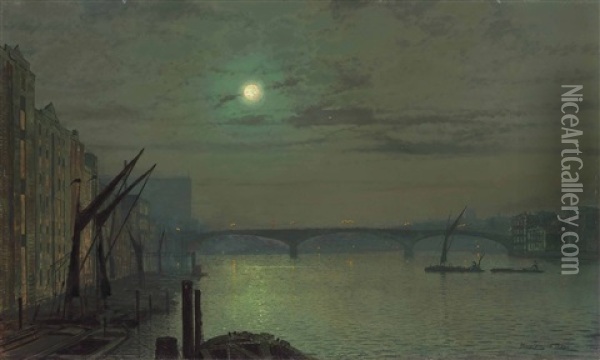 On The Thames Oil Painting - John Atkinson Grimshaw