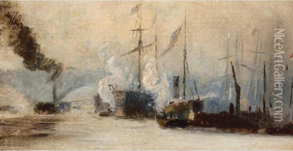 Shipping On The Thames Oil Painting - William Lionel Wyllie