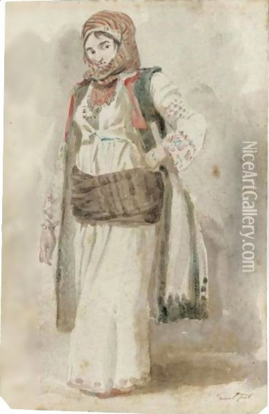 Portrait Of A Turkish Woman Oil Painting - Louis Francois Sebastien Fauvel