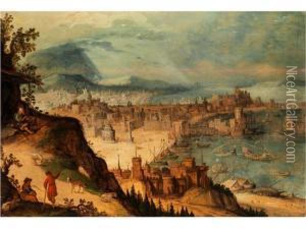 Idealansicht Einer Antiken Hafenstadt Oil Painting - Hendrick van Cleve