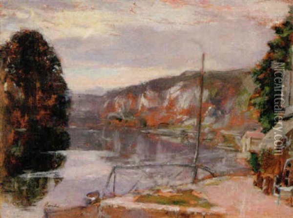 The Seine Near Les Audleys Oil Painting - Alexander Roche