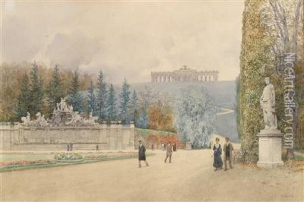 A Motif From The Park Of Schonbrunn Castle Oil Painting - Franz Kopallik