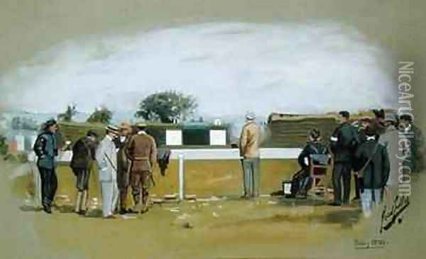 The Pistol Range Bisley Camp 2 Oil Painting - Cecil Cutler