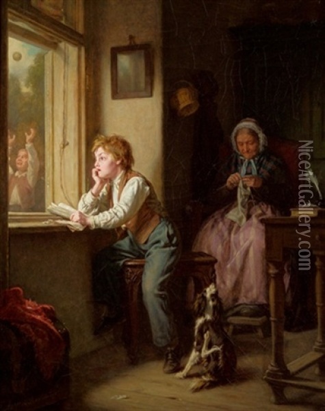 Die Bestrafung Oil Painting - Leopold Loeffler