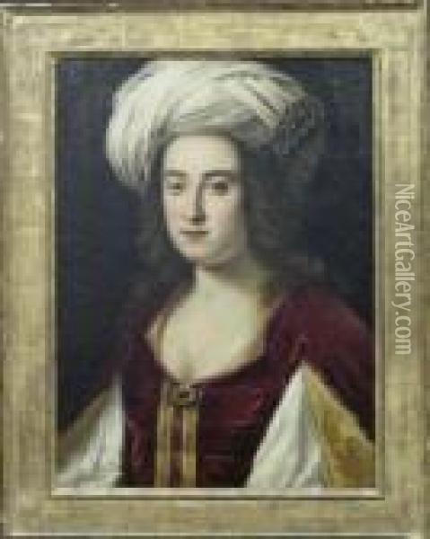 Portrait Of A Woman With Turban, Purportedly Claudia Di Ferdinandodi Medici Oil Painting - Cristofano Allori