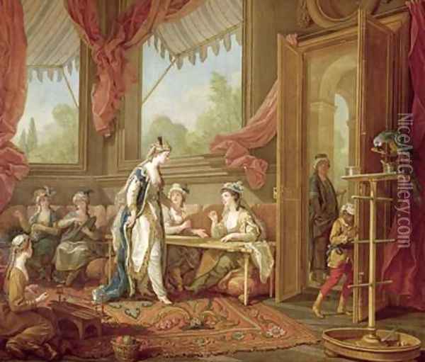 The Sultana Ordering Tapestries from the Odalisques Oil Painting - Charles-Amedee-Philippe van Loo
