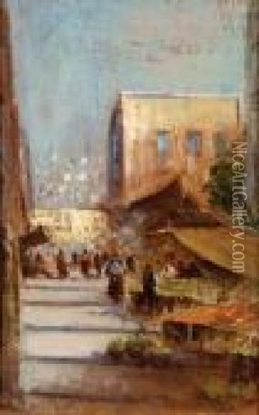 Mercato A Napoli Oil Painting - Oscar Ricciardi