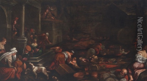 The Deluge Oil Painting - Jacopo dal Ponte Bassano