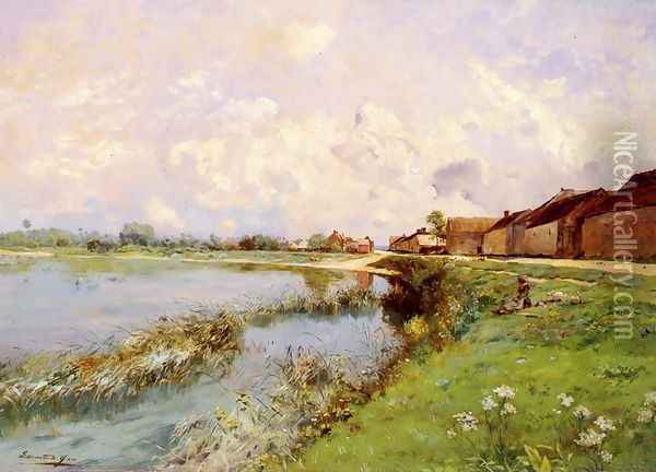 Paysage De Riviere (Landscape of a River) Oil Painting - Edmond Charles Joseph Yon