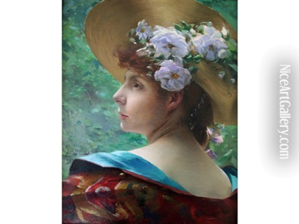 The Spring Bonnet Oil Painting - Paul Francois Quinsac