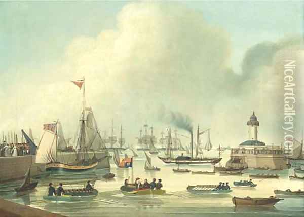 King George IV leaving Ramsgate for his visit to Hanover, 25 September, 1821 Oil Painting - Jan Sanders