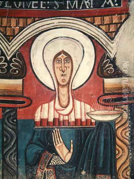The Virgin Mary, from the Church of San Clemente de Tahull, Lerida Oil Painting - Anonymous Artist