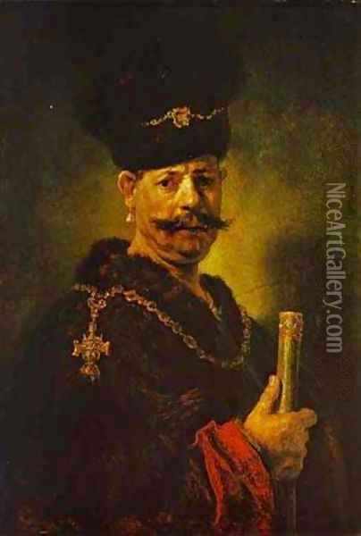 A Polish Nobleman 1637 Oil Painting - Harmenszoon van Rijn Rembrandt