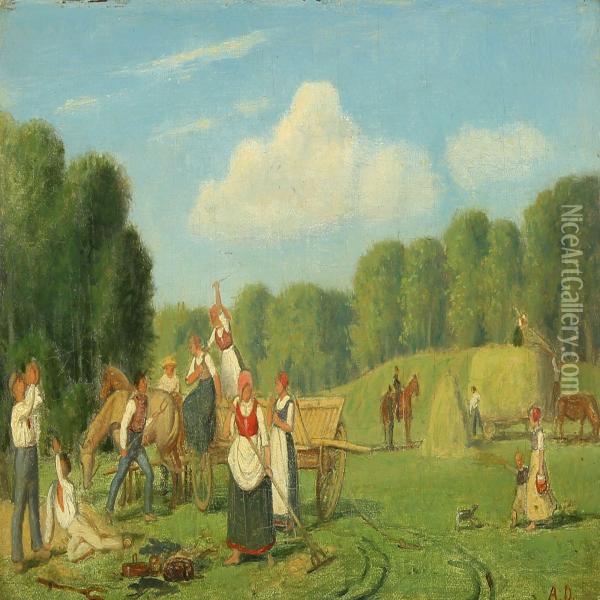 Harvest Scenery Oil Painting - Anton Laurids J. Dorph