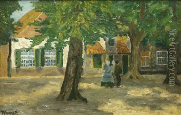 Hauser Unter Baumen Oil Painting - Gustav Pflugradt