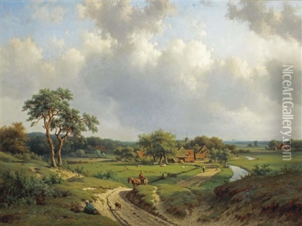 A Path Through The Dunes, Haarlem In The Distance Oil Painting - Willem Vester