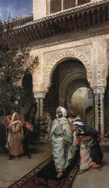 Leaving The Alhambra Oil Painting - Harry Humphrey Moore