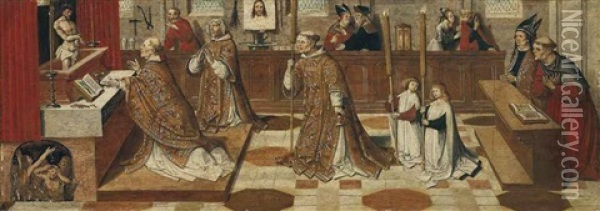 The Mass Of Saint Gregory Oil Painting - Jacob Cornelisz Van Oostsanen