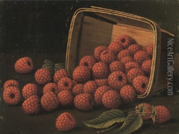 Basket Of Raspberries Oil Painting - Levi Wells Prentice