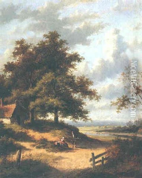 Travellers On A Path Oil Painting - Jan Evert Morel the Younger