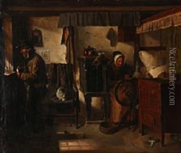 Interior Fra En Bondestue Oil Painting - Ludvig Abelin Schou