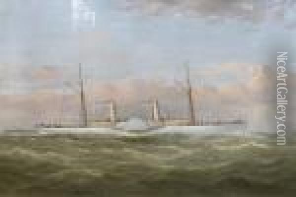 The Confederate Blockade Runner C.s.s Colonel Lamb At Sea Oil Painting - Samuel Walters