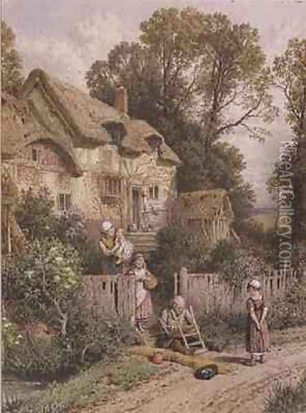 The Chair Mender Oil Painting - Myles Birket Foster