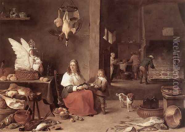 Kitchen Scene 1644 Oil Painting - David The Younger Teniers