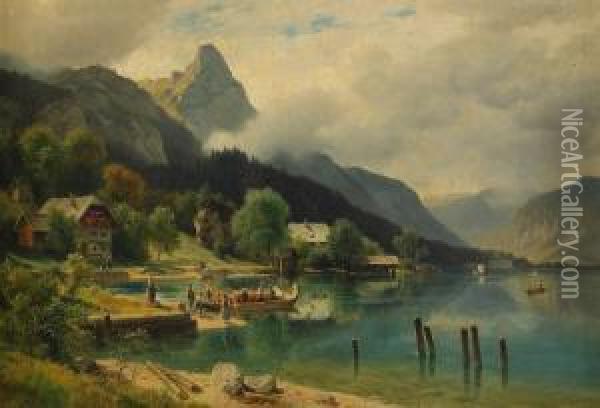 Berglandskap Oil Painting - Ludwig Halauska