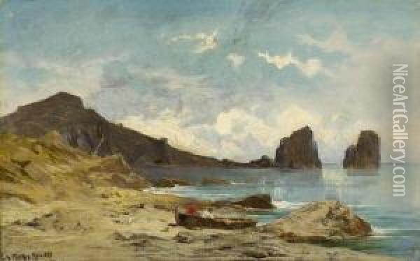 Kuste Auf Capri. Oil Painting - Ludwig Hans Fischer