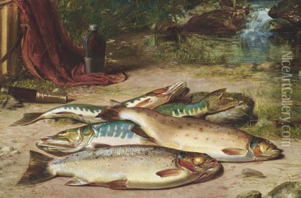 Trout And Pike Oil Painting - William Geddes