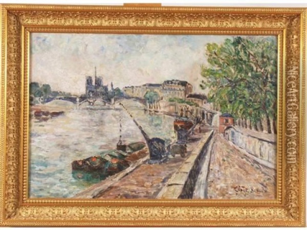 La Seine Et Notre-dame A Paris Oil Painting - Adolphe Clary-Baroux