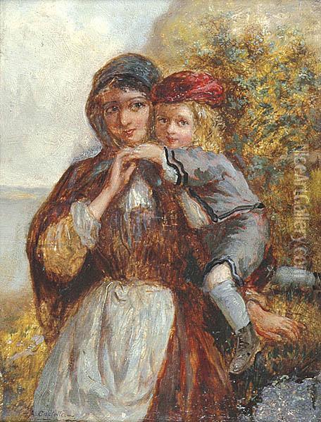 Kobieta Z Dzieckiem, Ok. 1850 Oil Painting - Alessandro Castelli