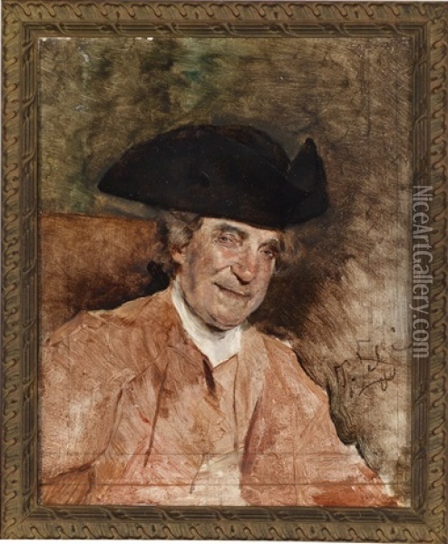 Portrait Eines Herren Mit Dreispitz Oil Painting - Tito Lessi