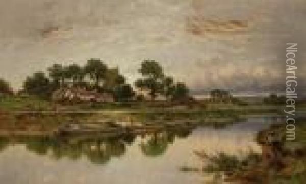 Kempsey Church On The River Severn Oil Painting - Benjamin Williams Leader