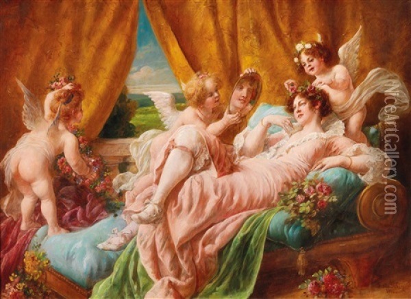Venus At Her Toilette Oil Painting - Friedrich Schlegel