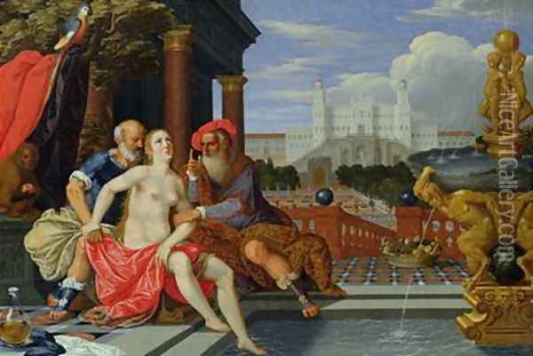 Susanna Bathing Oil Painting - Johann Konig