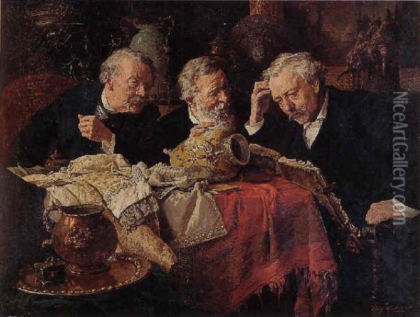 An Old Volume [the Antique Dealers] Oil Painting - Louis Charles Moeller