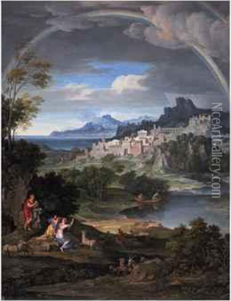 Heroische Landschaft Mit Regenbogen Oil Painting - Joseph Anton Koch