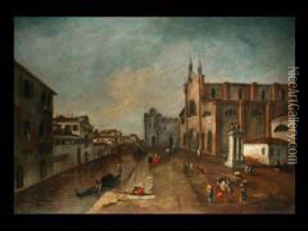 Venezianische Ansicht Oil Painting - Giovanni Antonio Guardi