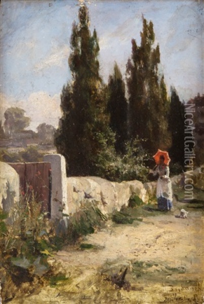 Young Woman On A Summer Day, Circa 1882-84 Oil Painting - Nikolai Grigor'evich Bogdanov
