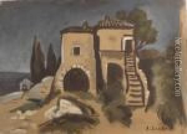 Vielle Ferme A Eygalieres Oil Painting - Alfred Lesbros
