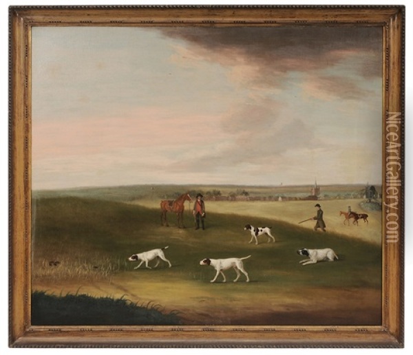 Partridge Shooting With Pointers At Exning Near New Market Oil Painting - Francis Sartorius the Elder