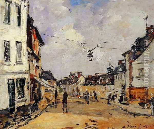 Fervaques, the Main Street Oil Painting - Eugene Boudin
