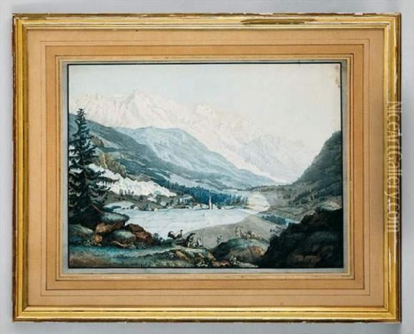 Vue De La Valee De Chamouny Pris Pres Argentiere Oil Painting - Carl Ludwig Hackert