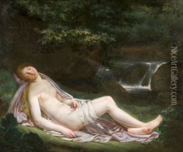 Nymphe Endormie Dans Une Foret Oil Painting - Anne-Louis Girodet de Roucy-Trioson