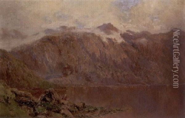 The Blue Lake, Mt. Kosciusko Oil Painting - William Charles Piguenit