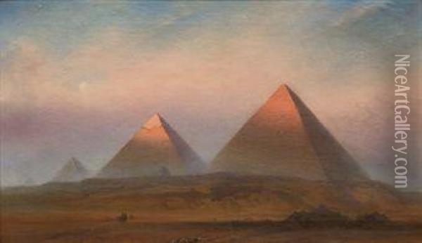 The Pyramids Of Gizeh At Sunrise Oil Painting - Frank Dillon