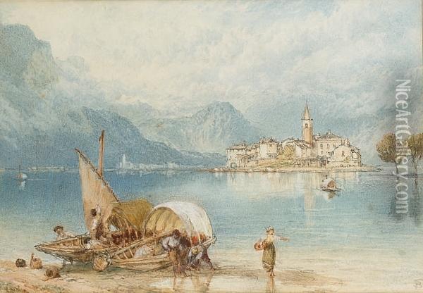 Isola Pescatori, Lago Maggiore Oil Painting - Myles Birket Foster